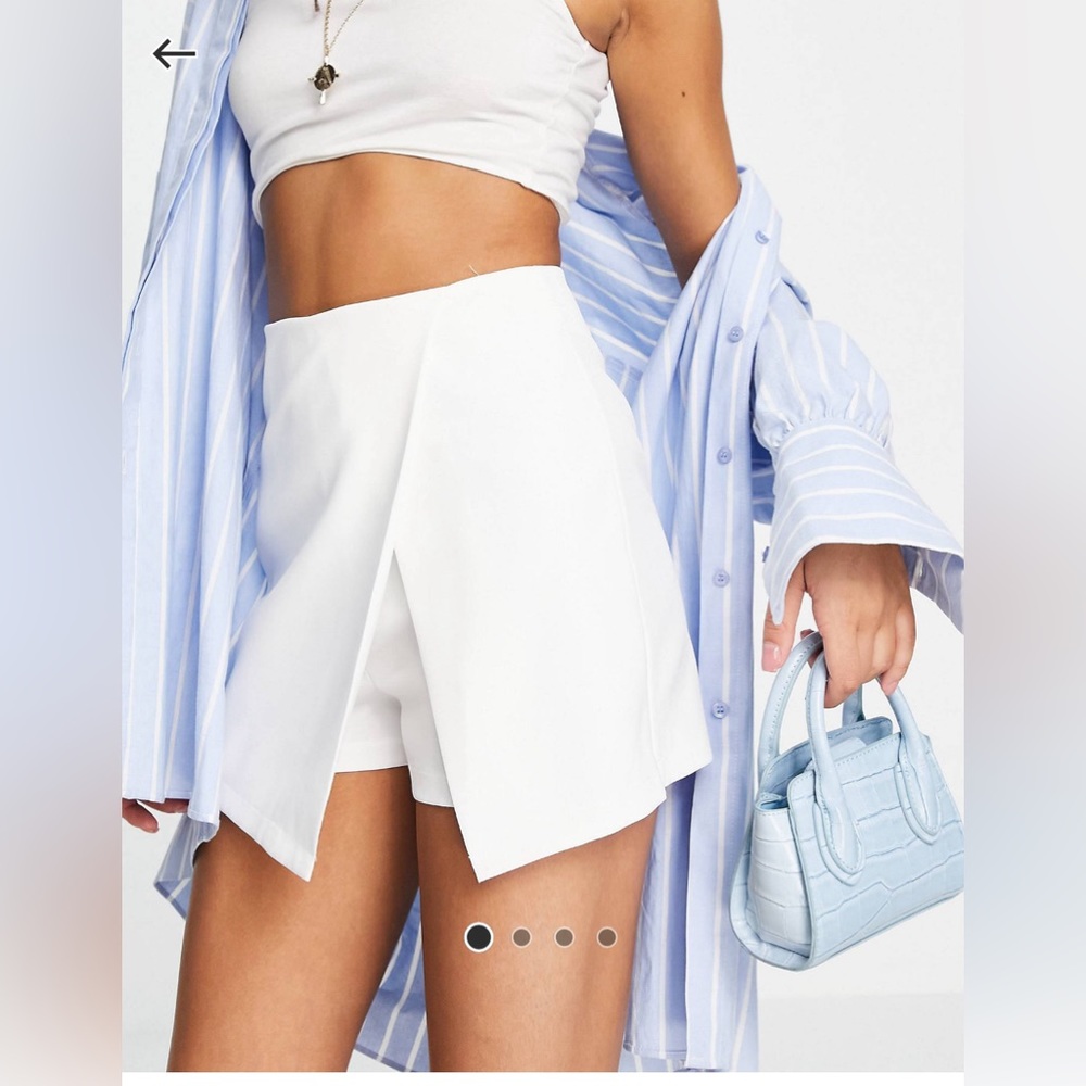ASOS DESIGN wrap front skort in white size 4